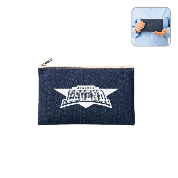 デニムフラットポーチ(S)　インディゴ