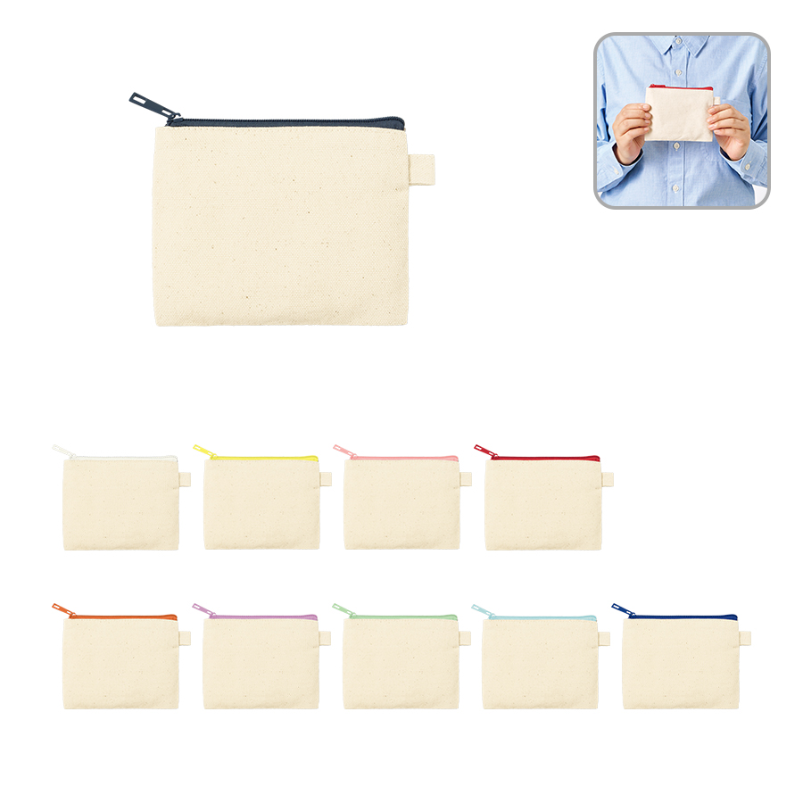 カラーファスナーキャンバスフラットポーチ(SS)