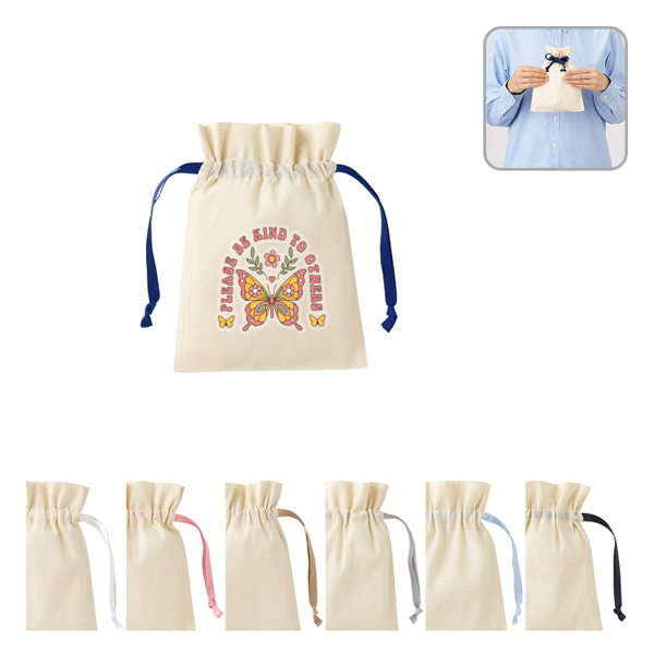 コットンカラーリボン巾着(S)